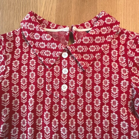 Orla Kiely Iconic Stem Print Red 100% Wool Top Collared Long Sleeve. Size 1. - Picture 3 of 4